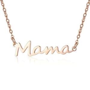 Mama Bar Necklace Cursive Rose Gold